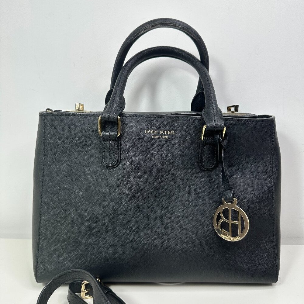 Henri Bendel New York Black Medium Tote Bag Shoulder Strap Gold Hardware